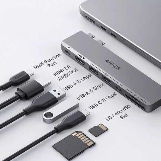 Anker 547 USB-C Hub 7-in-2 for MacBook, A8354HA1 - Silver