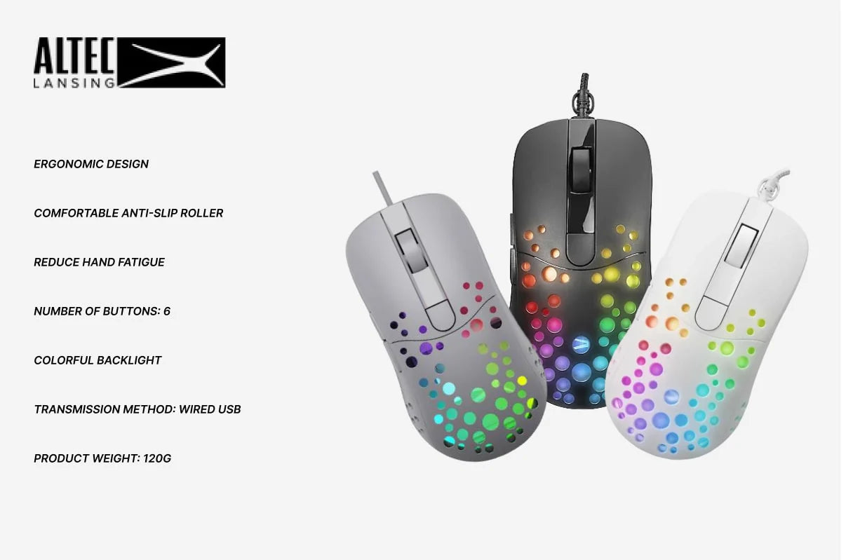 ALTEC LANSING ALGM7622 Gaming Mouse With RGB Backlit 8000dpi 6 Buttons Wired Mouse