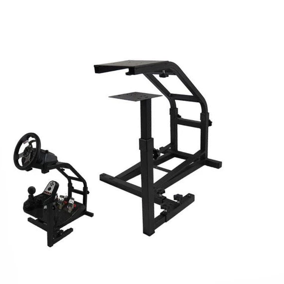 Adjustable Steering Wheel and Gear Stand with Pedals