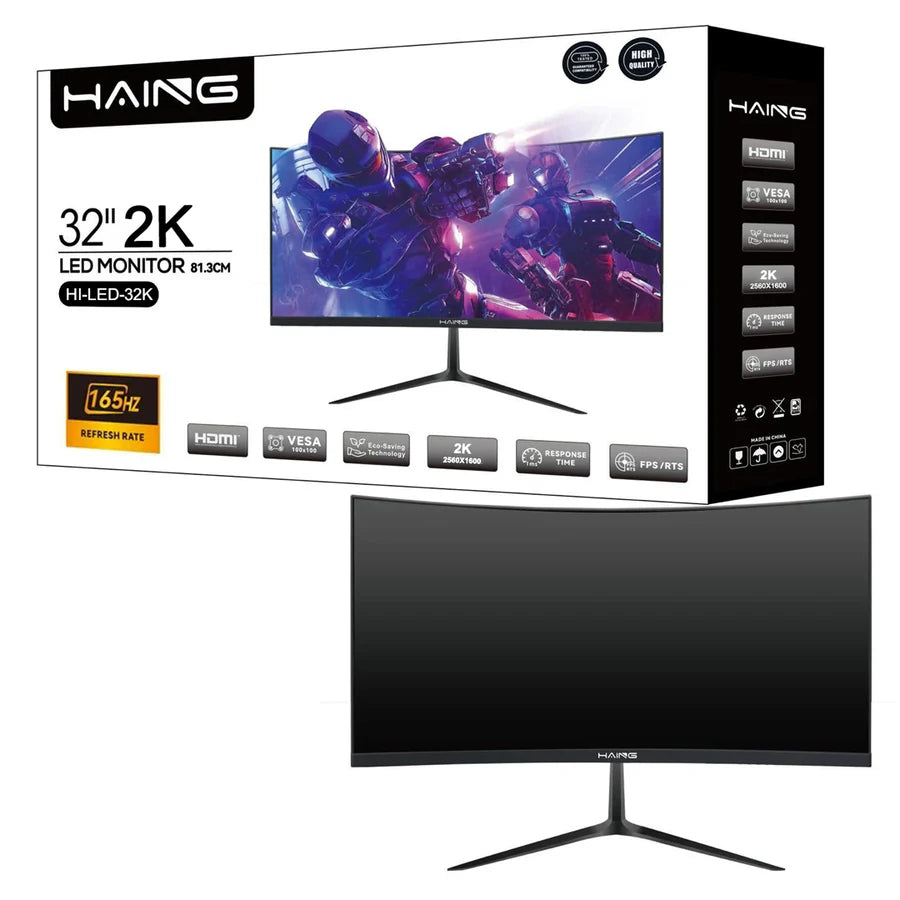 Haing 32-inch Curved Gaming Monitor | 2K | 165Hz | HDMI 2.1 | 1ms