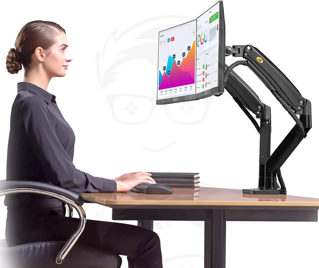 NB F195A Dual Monitor Mount 22"-32" | Full Motion Desk Arm