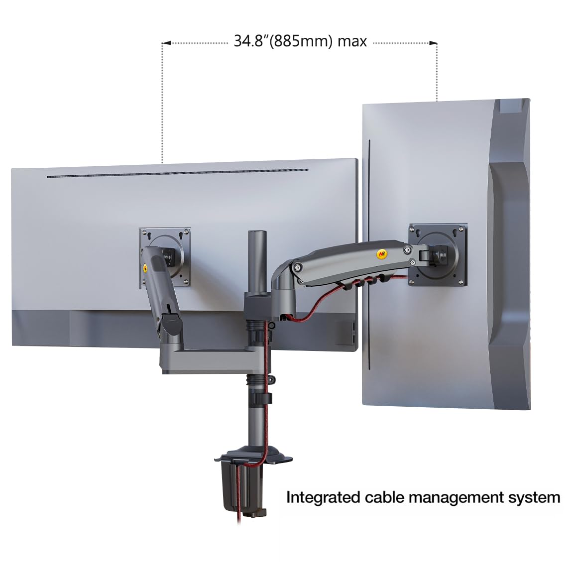 NB F195A Dual Monitor Mount 22"-32" | Full Motion Desk Arm