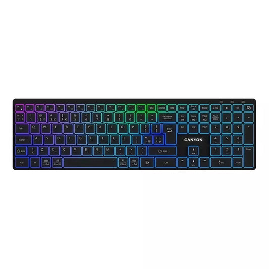 Canyon Slim Dual Mode Bluetooth RGB Wireless AR Keyboard, CNS-HBTK11B-AR- Black