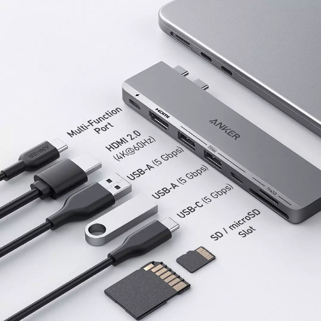 Anker 547 USB-C Hub 7-in-2 for MacBook, A8354HA1 - Silver
