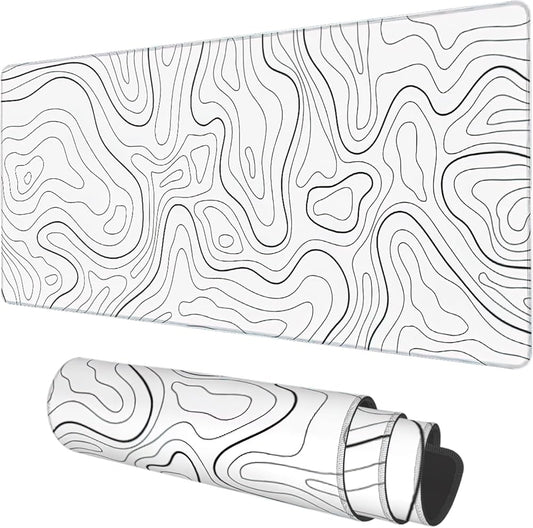 Topo-Contour Line Design Extended Gaming Mouse Pad – 40×90 cm Desk Mat