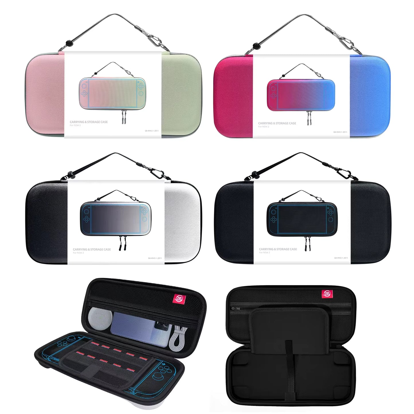 JYS JYS-NS2283 For Nintendo Switch 2 Game Console Carrying Case EVA Protective Storage Bag with Game Card Slots - Red+Blue