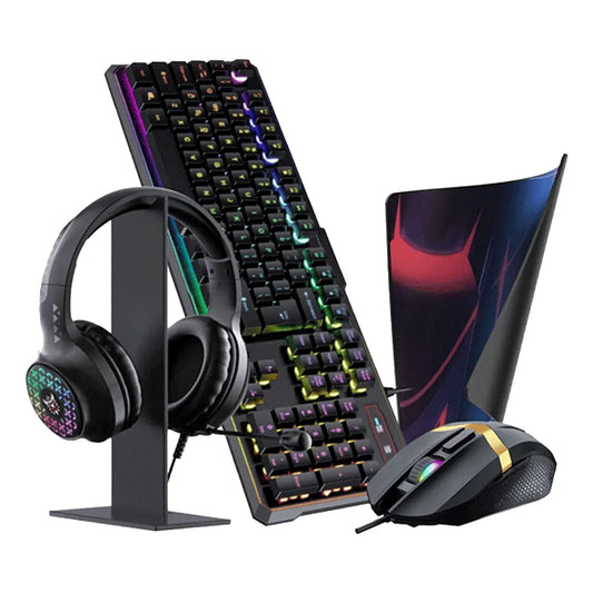 Onikuma TZ5006 5-in-1 RGB Wired Keyboard / Mouse/ Mouse Pad / Headset / Headset Stand Gaming Combo (Black)